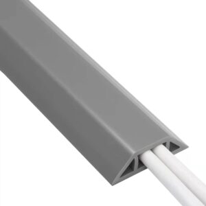 Floor Cord Cover 4ft, Low Profile Floor Cable Cover for Extension Cord, Prevent Cable Trips & Protect Wires, Durable PVC Floor Cord Protector, Cord Cavity - 0.59" (W) x 0.28" (H), Gray