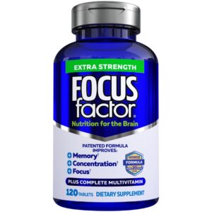 100% Genuine Focus Factor Extra Strength Brain Supplement for improved memory and concentration. 120 tablets included.