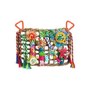 Premium imported foraging toys for parakeets and cockatiels, featuring vibrant textures and interactive elements. Available at Curat Cart.