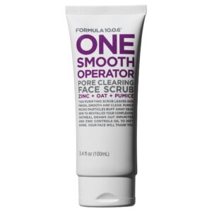 Premium import Formula 10.0.6 One Smooth Operator face scrub with zinc and oat, available at Curat Cart. Your face will thank you.