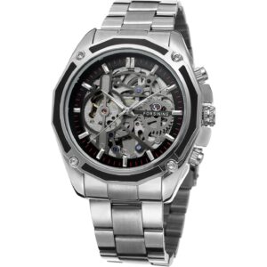 Discover the FORSINING Men's Automatic Watch, an authentic timepiece showcasing intricate skeleton mechanics and a stylish design.