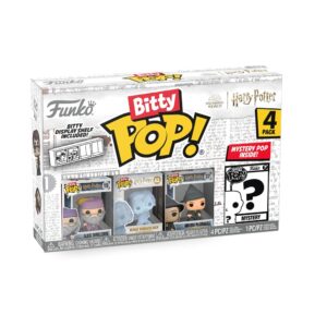 Authentic Funko Bitty POP! 4 Pack featuring Harry Potter characters. Includes display shelf and mystery figure!