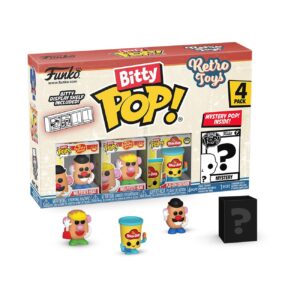 Funko Bitty POP! 4 pack featuring Mr. Potato Head and more. Includes a mystery pop! Genuine collectible for retro toy lovers.