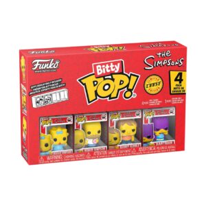 Authentic Funko Bitty POP! 4 Pack featuring Homer, Bart, Lisa, and Bartman from The Simpsons. A must-have collector's item.