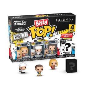 Genuine Funko Bitty POP! Friends 4-Pack featuring Phoebe, Chandler, Monica, and Ross, with mystery POP inside.
