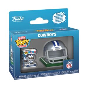 Authentic Funko Bitty POP! NFL Cowboys helmet with collectible figure. Perfect for fans and collectors alike!
