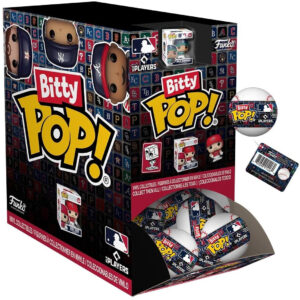 Authentic Funko Bitty POP! Singles MLB collector's box featuring various baseball player figures. Collect them all!