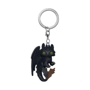 100% authentic Funko Pop! Keychain featuring a black dragon figure with glowing green eyes, perfect for collectors.