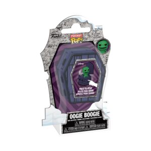 Authentic Funko Coffin POP! of Oogie Boogie from Disney's The Nightmare Before Christmas, featuring vibrant packaging.