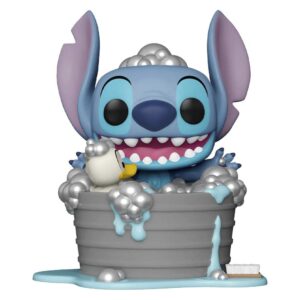 Authentic Funko Disney Pop! Deluxe Vinyl Figure features Stitch enjoying a bubble bath with a rubber duck. 100% Genuine collectible.