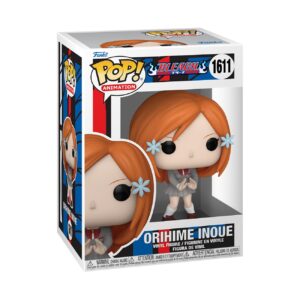 Authentic Funko POP! Vinyl figure of Orihime Inoue from Bleach, featuring her iconic orange hair and flowers.