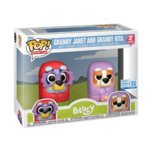 Authentic Funko Pop! Animation set featuring Granny Janet and Granny Rita from Bluey. Perfect for collectors!