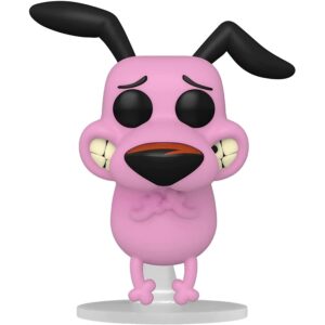 Authentic Funko POP! of Courage the Cowardly Dog. Cute pink dog figure with large eyes and a quirky expression.