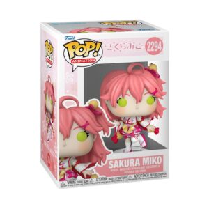 100% Genuine Funko Pop! Animation Sakura Miko figure. Vibrant pink hair, intricate details, and charming design.