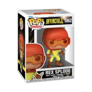 100% genuine Funko POP! Animation Rex Splode figure from Invincible, featuring vibrant colors and detailed design.
