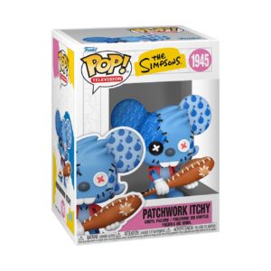 Authentic Funko Pop! animation figure of Patchwork Itchy from The Simpsons, featuring detailed colors and accessories.