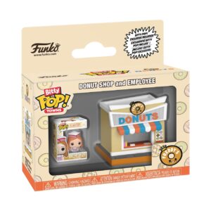 Authentic Funko Pop! Bitty Town - Donut Shop with employee figure. Perfect for collectors and fans alike.