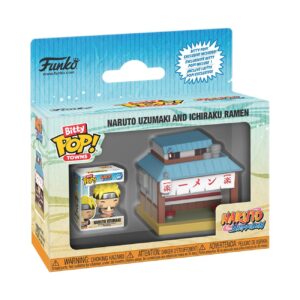 Authentic Funko Pop! Bitty Town Naruto set includes Naruto Uzumaki with Ichiraku Ramen shop. Perfect for collectors!
