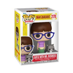 Authentic Funko POP! featuring Gayle from Bob's Burgers, includes Mr. Business cat. Perfect for collectors!