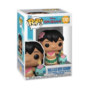 Authentic Funko POP! figure featuring Lilo in a hula outfit with her doll Scrump from Disney's Lilo & Stitch.