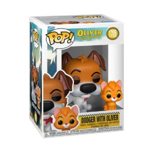 100% genuine Funko POP! figures featuring Dodger and Oliver from Disney's Oliver & Company in a collectible box.