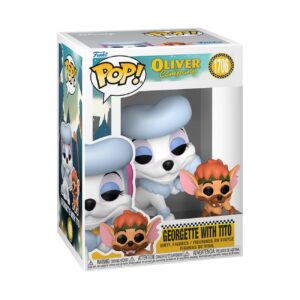 100% genuine Funko Pop! figures of Georgette and Tito from Oliver & Company in a collectible box. Perfect for fans!