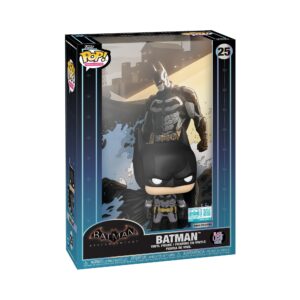 Authentic Funko POP! figure of Batman from Arkham Knight, featuring vibrant packaging with iconic comic cover art.