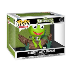100% authentic Funko POP! Deluxe of Kermit the Frog, sitting on a log with a banjo. Perfect for collectors!