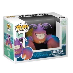 100% Genuine Funko POP! Tamatoa figure from Disney's Moana, features vibrant colors and detailed design in packaging.