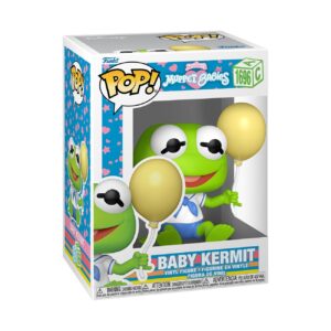 100% genuine Baby Kermit Funko Pop! from Muppet Babies, featuring Kermit holding balloons in vibrant colors.