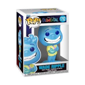 100% Authentic Funko POP! figure of Wade Ripple from Disney Pixar's Elemental. Cute blue character in box packaging.
