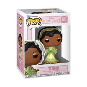 Authentic Funko POP! vinyl figure of Disney Princess Tiana, elegantly designed in her signature green dress.