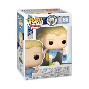Authentic Funko POP! Erling Haaland from Manchester City FC, featuring vibrant colors and detailed design.