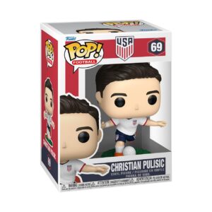 Collect the authentic Funko POP! Football figure of USA star Christian Pulisic, featuring detailed design and box packaging.