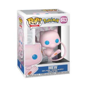 100% authentic Funko POP! Pokémon Mew vinyl figure, collectible, iconic pink design with bright blue eyes, new in packaging.