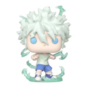 Authentic Funko POP! Killua Zo figure from Hunter X Hunter, featuring blue eyes and a dynamic pose with cool effects.