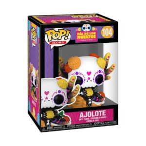 Authentic Funko POP! Dia De Los Muertos Ajolote figure. Bright colors, intricate details, perfect for collectors.