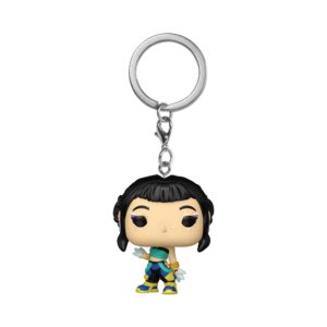 Authentic Funko POP! Keychain featuring a Kpop Demon Hunter with a unique hairstyle and outfit, perfect for fans.