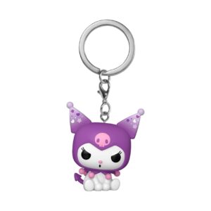 100% authentic Funko Pop! keychain featuring Kuromi, a cute character with a purple hat and mischievous expression.