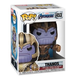 100% Genuine Funko POP! figure of Thanos from Marvel's Avengers: Endgame, featuring vibrant colors and detailed design.