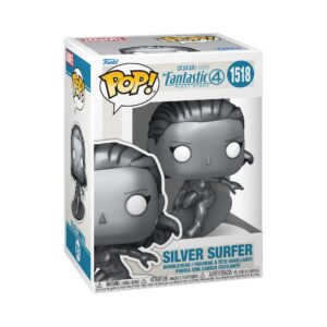 100% Genuine Silver Surfer Funko POP! figure from Marvel's Fantastic Four series, detailed and collectible design.