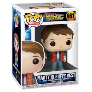 Authentic Funko POP! Movies Marty McFly in puffy vest. Collectible vinyl figure from Back to the Future series.