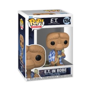 Authentic Funko POP! figure of E.T. in a robe, featuring vibrant colors and intricate details. Perfect for collectors!
