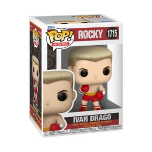 Authentic Funko POP! Movies Ivan Drago figure, styled in red and yellow boxing attire, in original packaging.