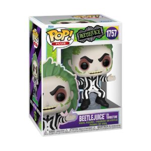 100% authentic Funko POP! Beetlejuice figure with distinctive stripes and tombstone, perfect for collectors.