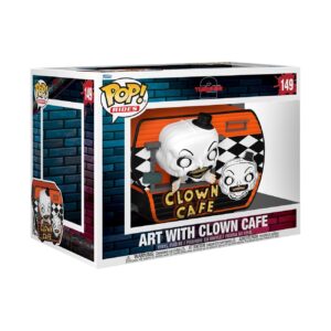 Authentic Funko Pop! Rides deluxe figure of Art from Terrifier, featuring him in a clown cafe setting. 100% Genuine product.