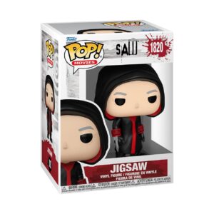 Authentic Funko POP! vinyl figure of Jigsaw from Saw's 10th Anniversary, featuring detailed design in collector's packaging.