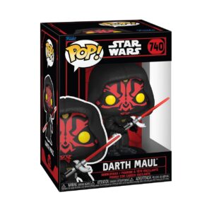 100% authentic Funko POP! figure of Darth Maul from Star Wars, featuring iconic red and black details and dual lightsabers.