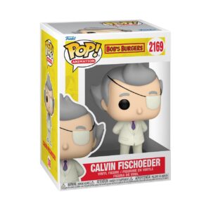 Authentic Funko POP! figure of Calvin Fischoeder from Bob's Burgers, featuring his classic suit and hairstyle.