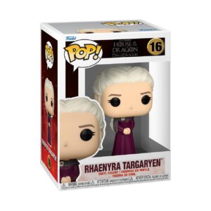 100% Genuine Funko POP! of Rhaenyra Targaryen from House of the Dragon. Adorable vinyl figure with silver hair and purple dress.